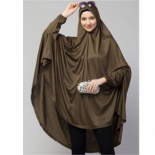 Stretchable Jersey prayer hijab - Olive